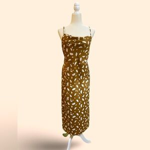 Old Navy Satin Brown & White Midi Dress - Size XL, elegant, stylish, party